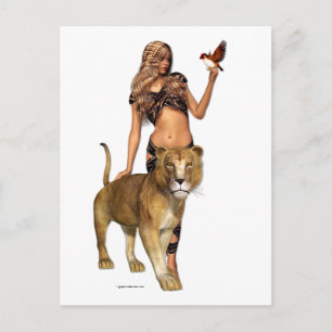 Carte Postale Lion Girl