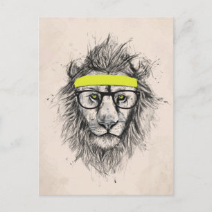Carte Postale Lion hipster (fond clair)
