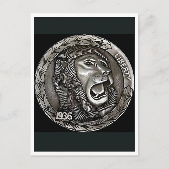 Carte Postale Lion. Hobo nickel coin. Postcard (Devant)