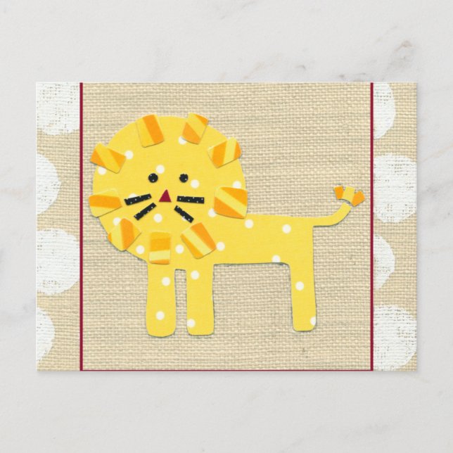Carte Postale Lion jaune avec Pois blancs (Devant)