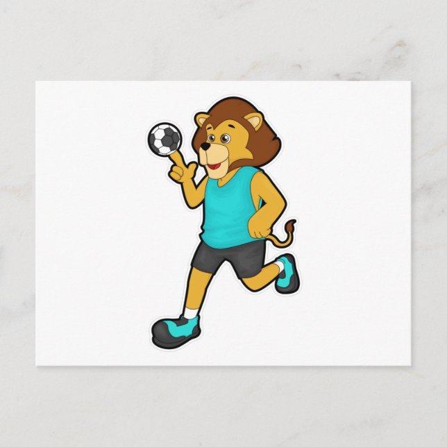 Carte Postale Lion joueur de handball avec ballon de handball (Devant)