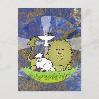 Carte Postale Lion Lamb and Dove