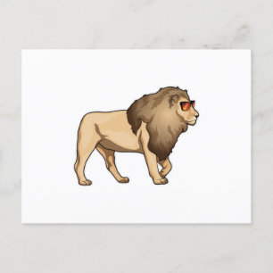 Carte Postale Lion Lunettes de soleil