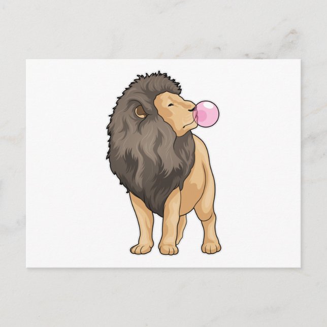 Carte Postale Lion mâchant du chewing-gum (Devant)