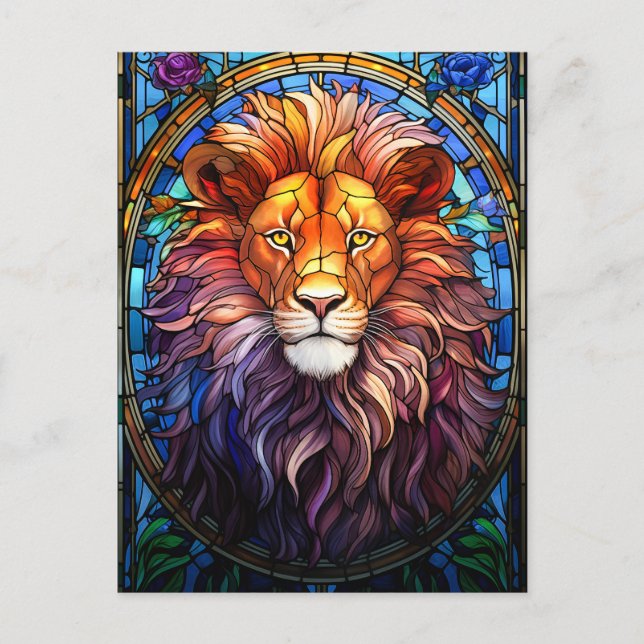 Carte Postale Lion Majestueux En Verre Tissan (Devant)
