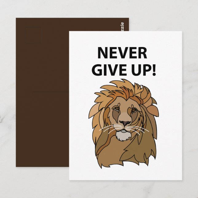Carte Postale Lion Ne Jamais Abandonner Lion (Devant / Derrière)