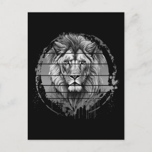 Carte Postale Lion noir et blanc