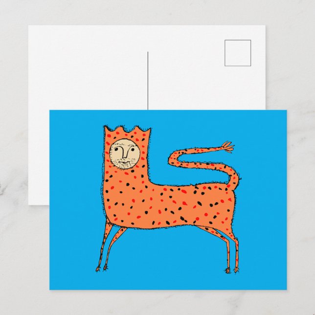 Carte Postale Lion primitif anglais du 18e siècle (Devant / Derrière)