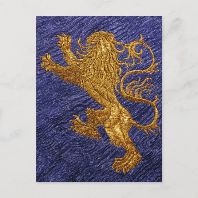 Carte Postale Lion rampant - or sur bleu (Devant)