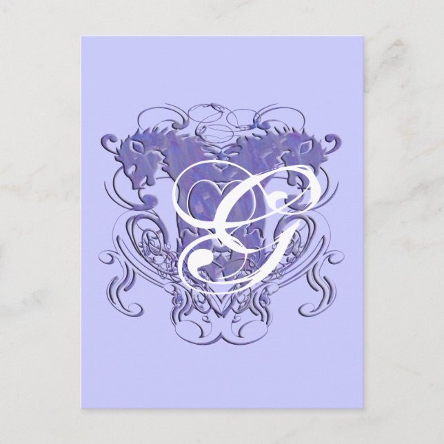 Carte Postale Lion Renaissance Mariage Monogramme Merci (Devant)