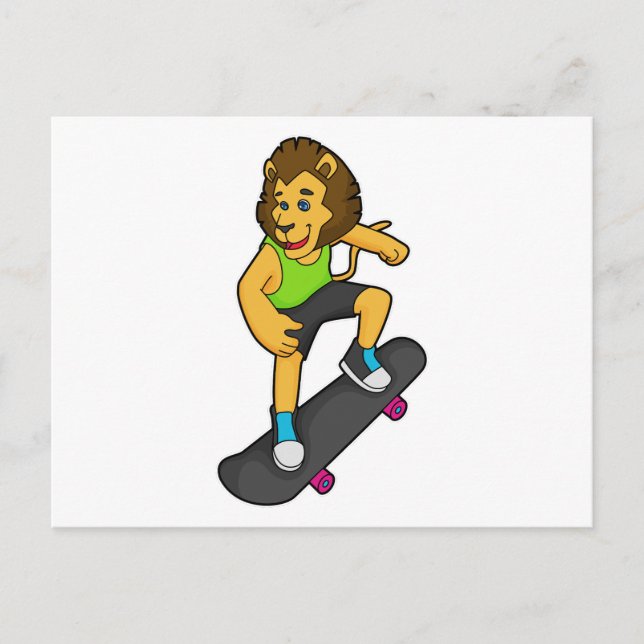 Carte Postale Lion Skater Planche à roulettes (Devant)