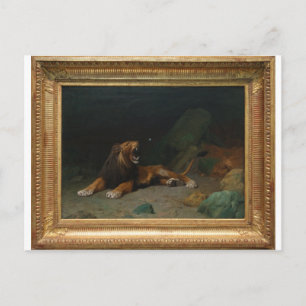 Carte Postale Lion Snapping à un papillon par Jean-Leon Gerome