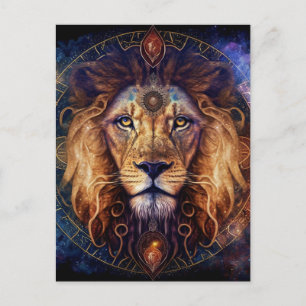 Carte Postale Lion Spirit Mandala Art Visionnaire