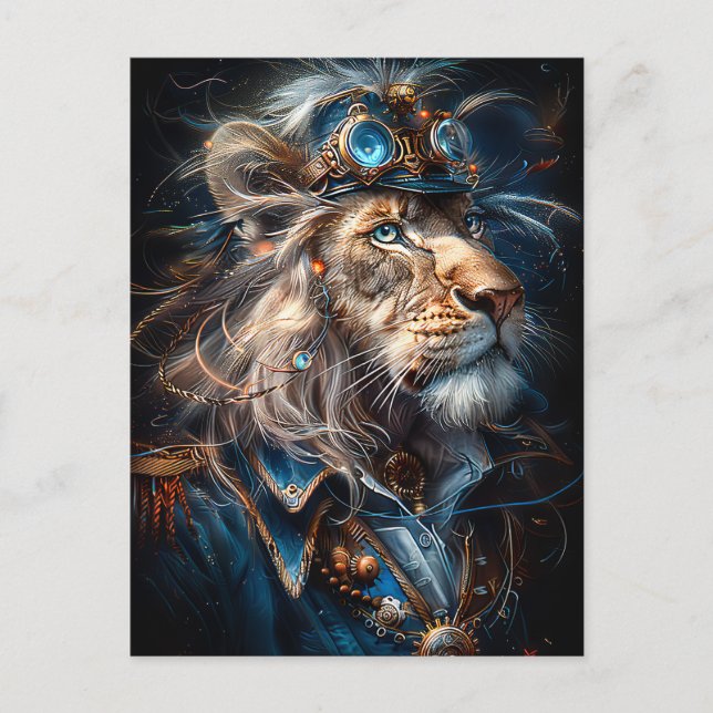 Carte Postale Lion Steampunk (Devant)