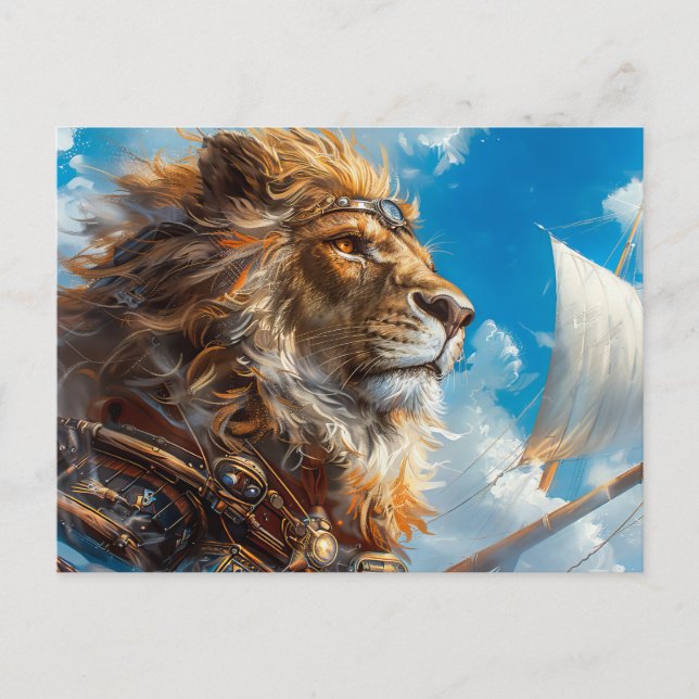 Carte Postale Lion Steampunk (Devant)