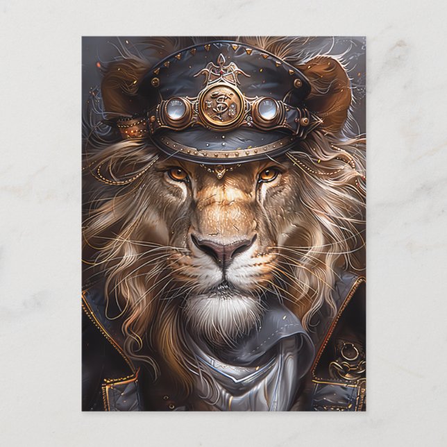 Carte Postale Lion Steampunk (Devant)