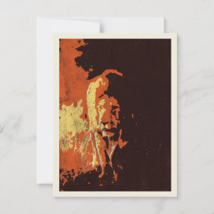Carte Postale Lion terracota dans l'illustration de la savane