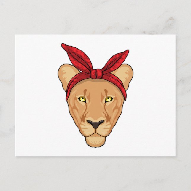 Carte Postale Lionne au bandana (Devant)