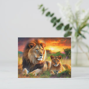 Carte Postale Lionne avec son petit