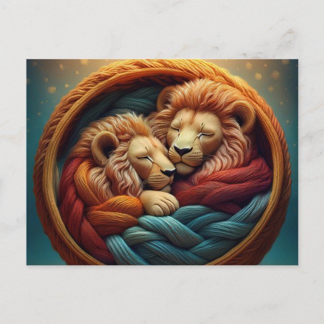Carte Postale Lions de fils d'IA (Devant)