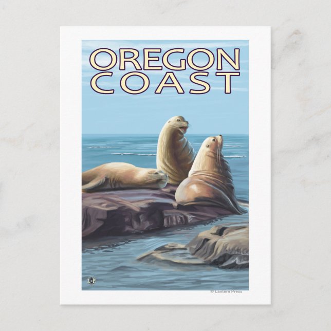 Carte Postale Lions de la mer de l'Oregon (Devant)
