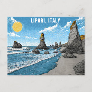 Carte Postale Lipari Italie Plage Ocean Rocks Aquarelle Voyage