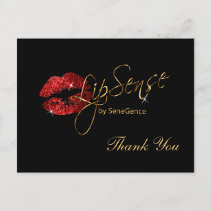Carte Postale Lipsense Rouge Pailleté sur Fond Noir
