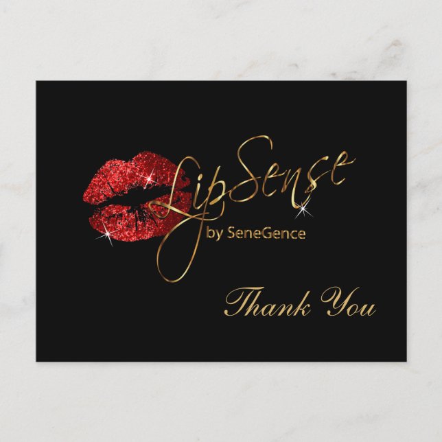 Carte Postale Lipsense Rouge Pailleté sur Fond Noir (Devant)