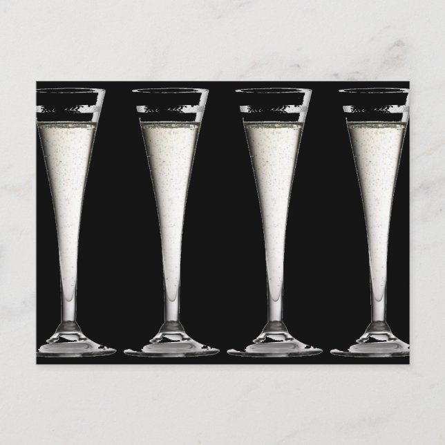 Carte Postale Liquides en verre de Champagne noir et blanc (Devant)