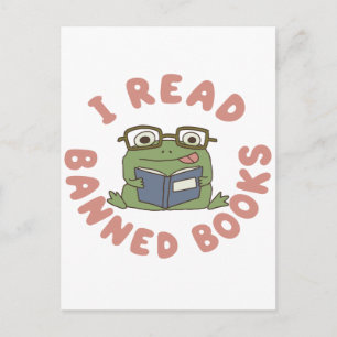Carte Postale Lire des livres interdits Drôle de grenouille lisa