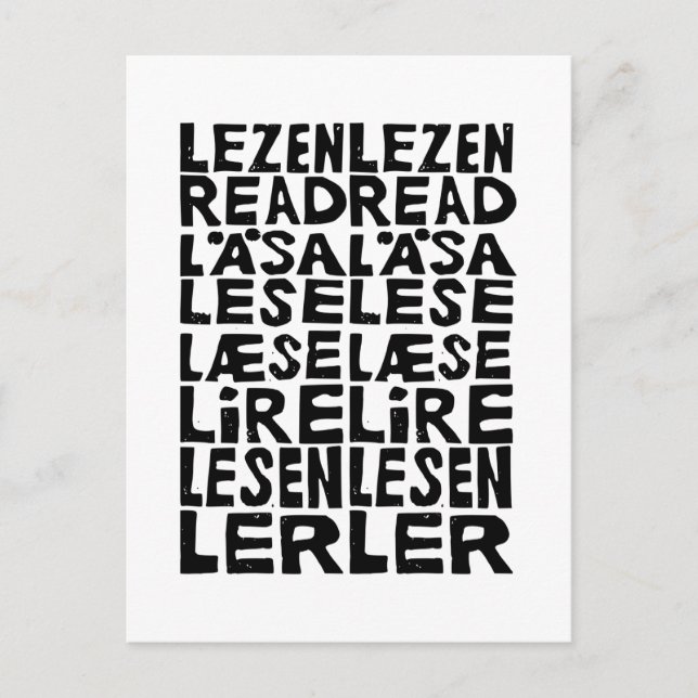 Carte Postale Lire en 8 langues Lino Imprimer (Devant)