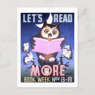 Carte Postale "Lire plus" Semaine du livre de Owl