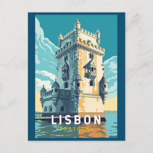 Carte Postale Lisbonne Portugal Belem Tour Voyage Art Vintage