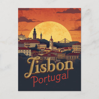 Carte Postale Lisbonne Portugal ciel - Art de voyage vintage