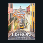 Carte Postale Lisbonne Portugal Panthéon Alfama Aquarelle<br><div class="desc">Lisbonne au Portugal est célèbre pour ses tramways jaunes et ses fleurs violettes. L'une des plus belles villes du monde. Les rues escarpées d'Alfama,  l'un des quartiers les plus anciens de Lisbonne,  sont bordées de magasins vendant des objets artisanaux traditionnels et des cafés.</div>