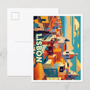 Carte Postale Lisbonne Portugal Voyage artistique coloré