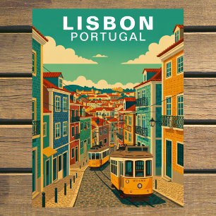 Carte Postale Lisbonne vintage, Portugal Tramway jaune