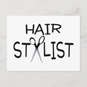 Carte Postale Liste de cheveux noir avec ciseaux
