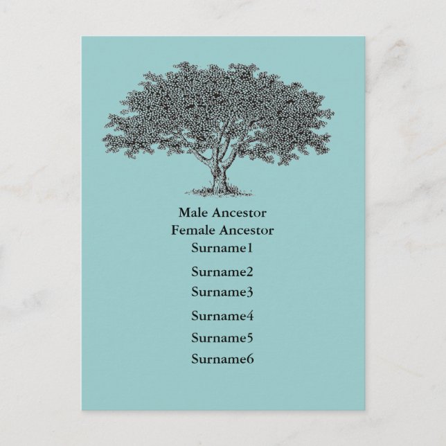 Carte postale - Liste de l'arbre généalogique (Devant)