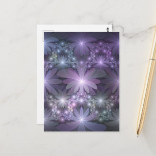 Carte Postale Lit de fleurs tendance brillant art fractal abstra