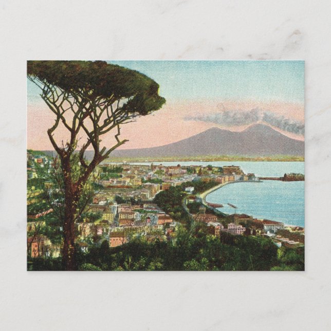 Carte Postale L'Italie vintage, baie de Naples et de Vésuve (Devant)