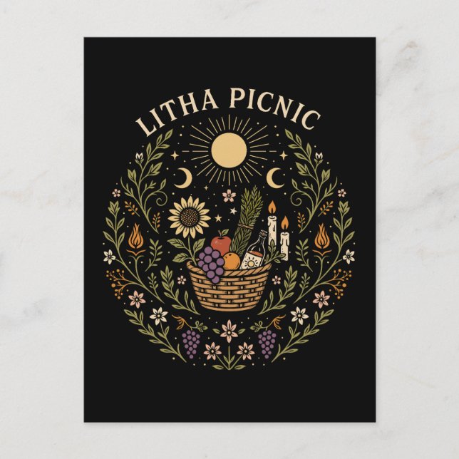 Carte Postale Litha Pique-nique Solstice d'été Art Céleste (Devant)