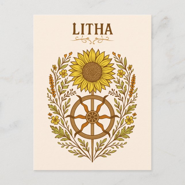 Carte Postale Litha Tournesol Roue Solstice d'été Céleste  (Devant)