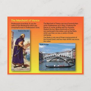 Carte Postale Littérature, Shakespeare, Marchand de Venise