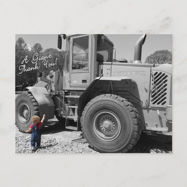 Carte Postale Little Boy and a Tractor Thank You Postcard (Devant)
