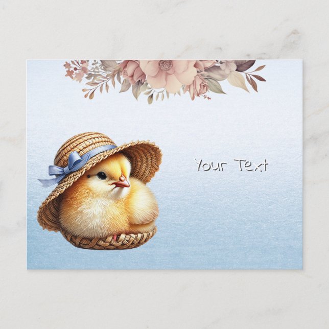 Carte postale Little Chick Blue Ribbon (Devant)