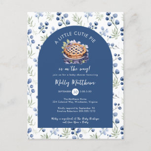 Carte Postale Little Cutie Pie Blue Baby shower Floral