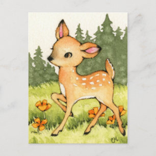 Carte Postale Little Fawn - Cute Deer Art
