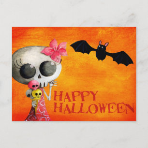 Carte Postale Little Miss Death avec glace et chauve-souris