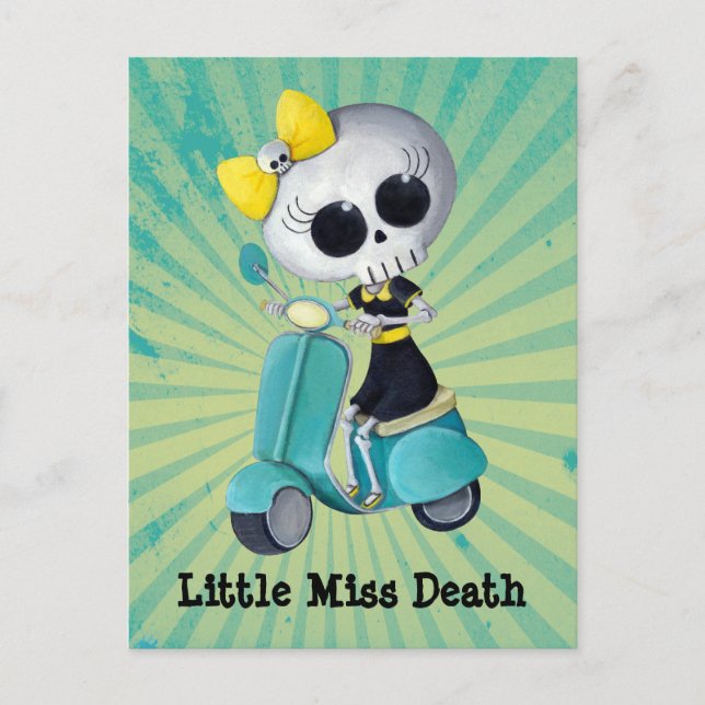 Carte Postale Little Miss Death sur scooter (Devant)